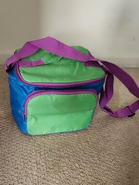 Insulated Cooler Bag in Green, Blue & Purple